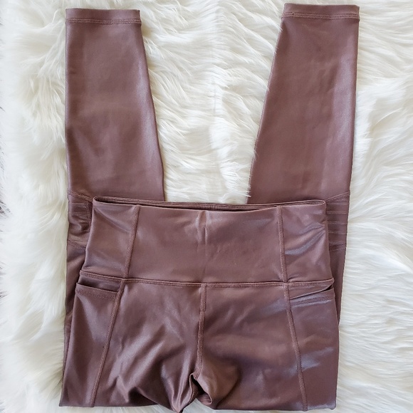 NWOT Athleta Brown Shimmer Inclination Leggings - Picture 4 of 8